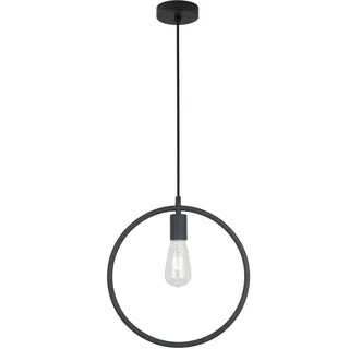 GTV FIJA Pendelleuchte – Runde Hängelampe aus Metall in Schwarz Ø31,5 cm, 1x E27 Fassung, 230 V, IP20, geometrisches Design, moderne skandinavische Deckenbeleuchtung für Esszimmer und Wohnzimmer