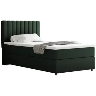 panda möbel gmbh Boxspringbett 100x200 EVEREST, mit Topper, mit Bettkästen, Einzelbett, Dunkelgrün, Panda Möbel - dunkelgrün