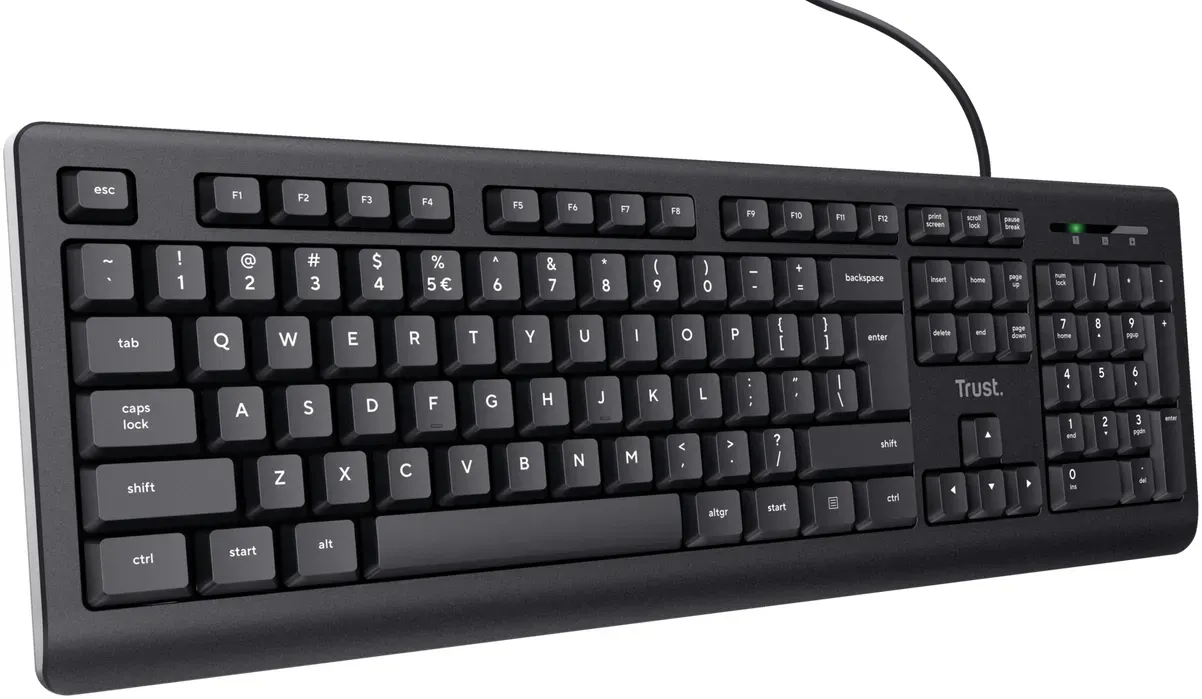 Bild von Taro Tastatur, Deutsches QWERTZ Layout, Leise Tasten, Spritzwassergeschützt, USB-Anschluss, 1.8 m Kabellänge, PC Tastatur für Computer, Laptop, Mac, Windows, macOS – Schwarz