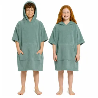 CalmyBEACH Frottee Badeponcho Kinder Jungen - Mädchen Surf Poncho 100% Baumwolle Strandponcho Handtuch mit Kapuze Surfponcho Bademantel