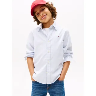 Tommy Hilfiger Langarmhemd »FLEX ITHACA SHIRT LS« mit Streifenmuster, Logostickerei, blau