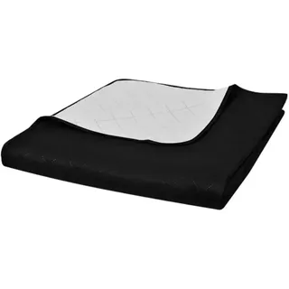 vidaXL Zweiseitige Tagesdecke Gesteppt Schwarz/Weiß 220x240 cm