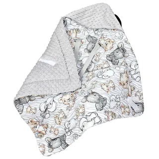 TupTam Baby Winter Einschlagdecke Babydecke 75x75cm für Autositz Babyschale Wattiert Minky Baumwolle Universal, Farbe: Safari/Grau, Größe: Einheitsgröße