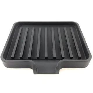 Happitasa Silikon-Seifenschale und Schwammhalter mit Ablaufschütte, 2 Stück, Schwarz, 13 x 10 cm