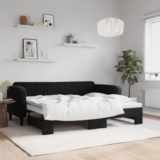 Tagesbett Ausziehbar Schwarz 90x200 cm Samt - Schwarz