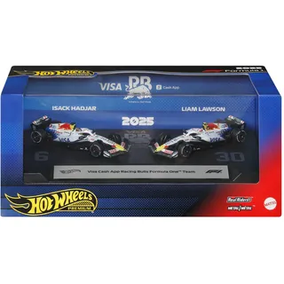 Hot Wheels Premium Visa Cash App Racing Bulls F1-Team, Liam Lawson Isack Hadjar, Maßstab 1:64 Fahrzeug, | Blue / Silver - One Size