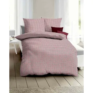 Bettwäsche KAEPPEL "Vichy Karo", rot, B/L: 135cm x 200cm, 1 Stk., 1 Stk., Feinbiber, B/L: 80cm x 80cm, 2 Stk., Feinbiber, Obermaterial: 100% Baumwolle, Bettwäsche, Bettwäsche, mit Karomuster