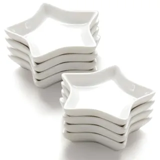 Sertay 8 Stück Kleine Schalen, Sternförmigen Mini Servierschalen, Sternförmige Keramik Saucenschalen, Sternförmige Sushi Dip Schüssel , Geeignet zum Servieren von Desserts, Snacks, Eis, Nüssen (Weiß)