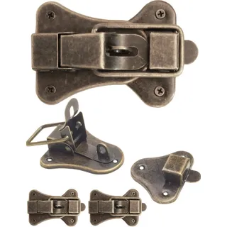 FUXXER 2x Verschlüsse für Truhen, Kisten, Boxen, Koffer, Vintage Messing Bronze, 9,5 x 5,2 cm, 2er Set