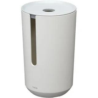 Tiger Tess Reserverollenhalter, Behälter mit Deckel zur Aufbewahrung von Toilettenpapier, Kunststoff, Weiß / Hellgrau