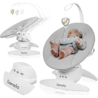 Lionelo Babywippe Iris, 360 Grad, ab Geburt, 12 Wiegenlieder, leicht und leise Grey Concrete - Grau