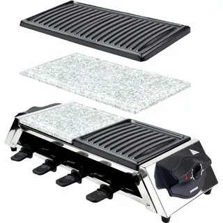 Raclette für 8 Personen XXL Set | heißer Stein | 1200W | Antihaftbeschichtet - Gent /