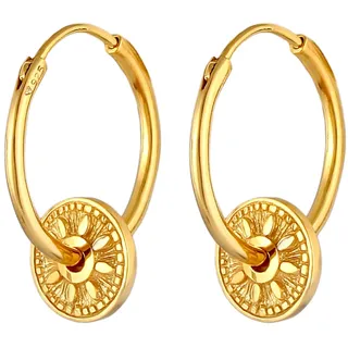Elli Creolen Einhänger Sonne Antik 925 Sterling Silber gold 24