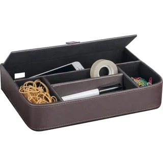 Pavo - Premium Multifunktionale PU Leder Schreibtisch Organizer, braun, 8002948