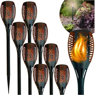 BLIXTAR Satz von 8x Solar-Fackel 33 LED, Garten angetrieben Flamme Laterne