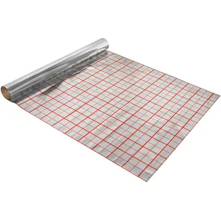 Rasterfolie für Fußbodenheizung 50 m2 Alufolie der Dicke 105 μm | metallisierte Oberfläche, Wärme reflektierend, PP- und PE-Folienlaminat, reißfest