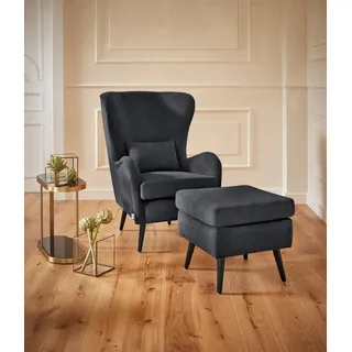 Sessel HOME AFFAIRE "Sallito, TV-Sessel, Ohrensessel mit", schwarz, B:76cm H:109cm T:85cm, Struktur Hahnentritt (67% Polypropylen, 33% Polyester);Samtoptik (100% Polyester);Fellimitat (100% Polyester);Samtcord (92% Polyester, 8% Polyamid);Struktur (100% Polyester);Struktur fein (100% Polyester), Sessel, Sessel, Hocker, in vielen Bezugsqualitäten, auch in Samtcord