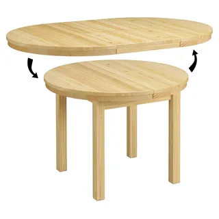 Runder Tisch Küchentisch Esstisch ausziehbar 103x103x75 Kiefer massiv 90.70-41 - Naturbelassen