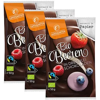 3er-Pack Landgarten Bio Beeren in dreierlei Schokoladen