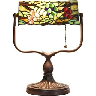 Bieye L30764 Tiffany Grape Banker-Schreibtischlampe aus Buntglas für Lesearbeiten, 14 Zoll hoch