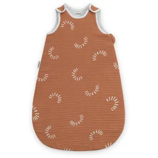 Ehrenkind® Baby Sommerschlafsack Rund Musselin | aus weicher OEKO-TEX zertifizierter Bio-Baumwolle | Sommer Baby Schlafsack Baby 1 TOG Gr. 50/56 Zimt Gemustert
