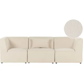 BELIANI Sofa Hellbeige Stoffbezug aus Cord mit Armlehnen Kissen 3-Sitzer Modulsofa Ecksofa Wohnzimmermöbel Modern Wohnecke Sitzecke - Beige