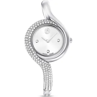 Swarovski Dextera Uhr, Asymmetrische, Analoge Armbanduhr mit Metallarmband, Silberfarbenem Finish und Strahlenden Kristallen, Armbandlänge: 11.7-14.7 cm, Armbandbreite: 0.6 cm