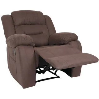 Mendler Fernsehsessel HWC-J57, XXL Relaxsessel TV-Liegesessel Nosagfederung Wildleder-Optik Stoff/Textil bis 200kg ~ braun