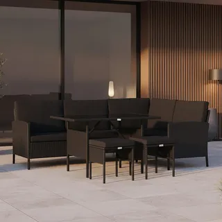 gardenson Dining-Loungeset 7-tlg. Schwarz