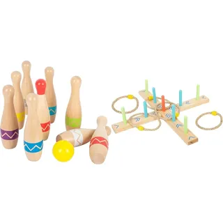 small foot Kegelspiel Active, Kinder Indoor-und Outdoor-Spiel, ab 3 Jahren, 11912 & Ringwurfspiel Active, aus Holz, Garten-Spiel für Kinder ab 3 Jahren, 12035