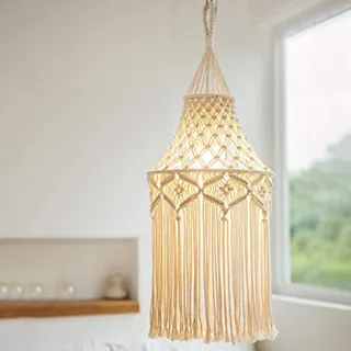 Liseng Makramee Lampenschirm HäNgende Pendel Leuchte Abdeckung BüRo Schlafzimmer Wohnzimmer Kinderzimmer Wohnheim BöHmische Wohnkultur (Type A 80 * 30cm)
