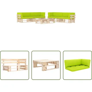 The Living Store 6-tlg. Paletten-Lounge-Set mit Kissen Imprägniertes Kiefernholz - Grün