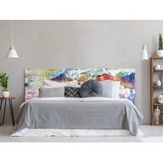 Kopfteil für Bett, PVC, Digitaldruck, Bunte Stadt 150 x 60 cm, originelles und ökonomisches Kopfteil
