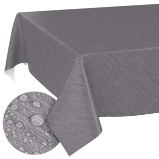 ANRO Wachstuchtischdecke Grau Rechteckig 240x140 cm Schnittkante | Abwaschbar · Rutschfest · Pflegeleicht · Wasserabweisend · Wetterfest für In- & Outdoor