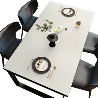 BHOMTY Tischfolie Multifunktionale Tischunterlage aus Leder Weiß 90 * 180cm | Wasserdicht Geeignet für Esstisch, Büroschreibtisch, Studentenschreibtisch