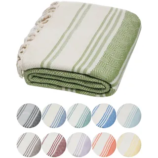 DEMMEX Bio-Baumwolle Hamamtuch 90x180 cm groß | Diamond Weave Pestemal | 100% Türkische Baumwolle Saunahandtuch | Leichtes Strandtuch & Badetuch | Saugstark, Schnelltrocknend & Platzsparend, Olivgrün