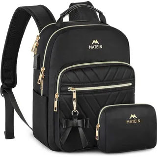 MATEIN Damen Rucksack Set Wasserdicht USB Ladeanschluss Schwarz