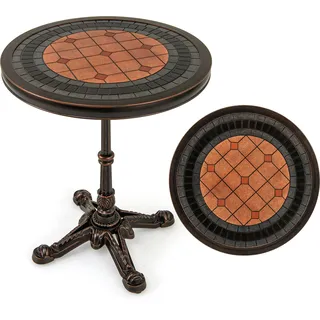COSTWAY Gartentisch aus Aluminiumguss, wetterfester Balkontisch, Terrassentisch, runder Bistrotisch 60,5 x 60,5 x 73 cm - Bronze
