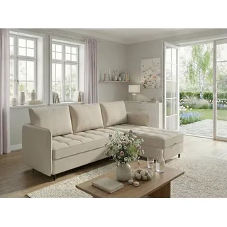 dorel home Ecksofa »LINDHUS, L-Form, verschiedene Stellvarianten, Modulsofa« Recamiere, Stauraum, Cord und Chenille-Bezug,