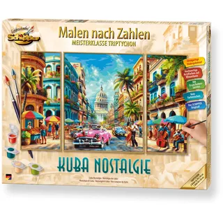 Malen nach Zahlen SCHIPPER "Meisterklasse Triptychon - Kuba Nostalgie", bunt, Malvorlagen, KinderB:40cm H:50cm, Malen nach Zahlen, Made in Germany, B:40cm H:50cm