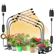 Niello 2 Pack 6Köpfe Pflanzenlampe LED, Pflanzenlicht Vollspektrum, Pflanzenleuchte mit Zeitschaltuhr, 3 Farbmodi und 10 Stufen Dimmbar, Wachstumslampe für Innenpflanzen, Zimmerpflanzen