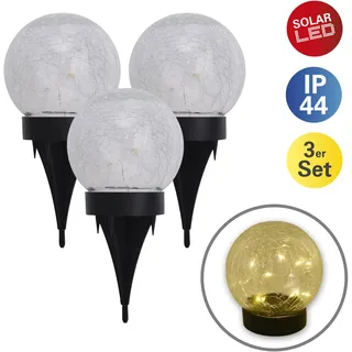 Solarleuchte Garten 3er Set Kugel Solarlampe Außen Außenleuchte Solar 5248203 - Weiß