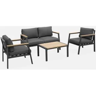 sweeek - Gartenlounge-Set aus Aluminium und Polywood, 4-Sitzer - Anthrazit - Grau