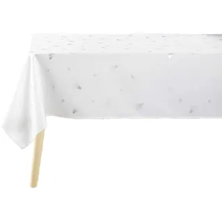 douceur d'intérieur Sapin Tischdecke, rechteckig (150 x 240 cm), Weiß/Silber, metallisch bedrucktes Polyester