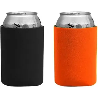 Kühlbox-Set - 2er - Bierkühlbox - Neopreen - Flessenkühlbox - Extra Dicke Isolierte Hülle - Getränke Blik Kühlhalt Hülle - Herstellbar - für Heimkantoor, Bar, Geburtstag, Hochzeit, Feiergeschenk - 9,5*12,5cm - Schwarz+Orange - Schwarz, Orange