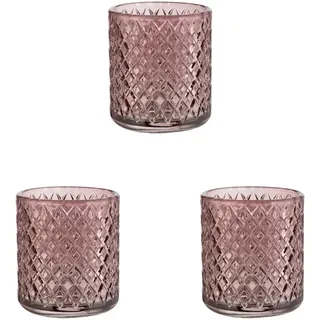 WENKO Zahnputzbecher Atessa Altrosa, Kleiner Becher aus Glas mit strukturierter Oberfläche in Form Kleiner Rauten für Zahnpflegeutensilien, Mundspülbecher für Badezimmer und Gäste-WC, Ø 7,5 x 10 cm