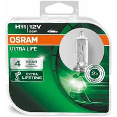 Osram ULTRA LIFE H11, Halogen-Scheinwerferlampe, 64211ULT-HCB, 12V PKW, Duobox (2 Stück)