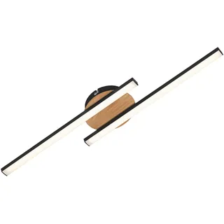 Briloner LED Deckenleuchte 2-flammig Holz-Schwarz