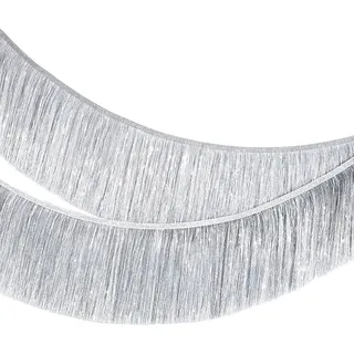 MOMAHUA Lametta Fransen Girlande Laser Silber, 20x200cm Metallic Foil Fringe Garland Lametta Glitzer Vorhang für Parade Floats, Verlobung Hochzeit, Weihnachten, Geburtstagsparty, Fransengirlande