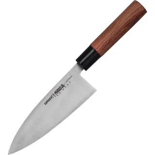 Samura OKINAWA 6.7" Deba Messer - Premium japanisches einschneidiges Kchenmesser mit berlegener Stahlklinge fr przises Schneiden und kulinarische Exzellenz - Silber, Braun